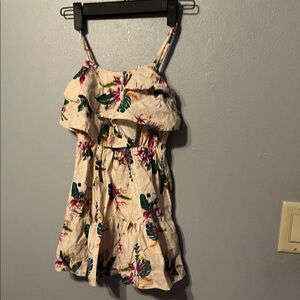 Floral Kids Casual Dress - Cream